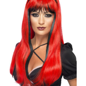 Bewitching Wig, Red & Black