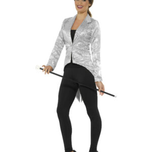Sequin Tailcoat Jacket, Ladies, Silver