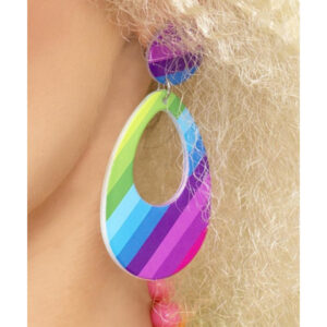 Teardrop Earrings, Neon Multi-Coloured