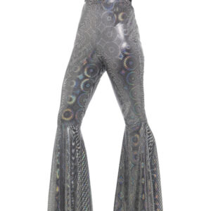 70s Disco Flared Trousers, Ladies, Silver