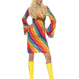 Rainbow Hippie Costume, Multi-Coloured