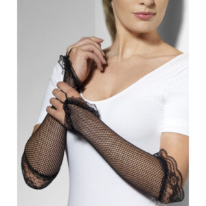 Fingerless Fishnet Gloves Black, Black