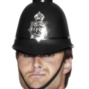 Police Helmet with Flashing Siren Light, Black