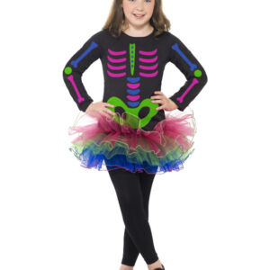 Neon Skeleton Girl Costume, Neon Multi-Coloured