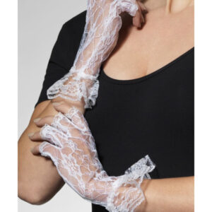 Fingerless Lace Gloves, White