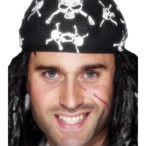 Pirate Bandana, Skull and Crossbones Design, Black