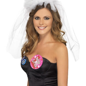 Hen Night Veil on Headband, White