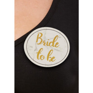 Hen Party Pin Badges, White & Gold