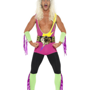 Retro Wrestler Costume, Multi-Coloured