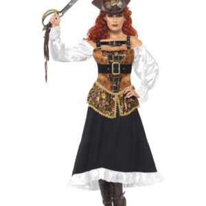 Steam Punk Pirate Wench Costume, Black & Gold