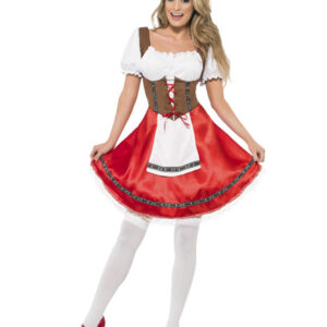 Bavarian Wench Costume, White & Red