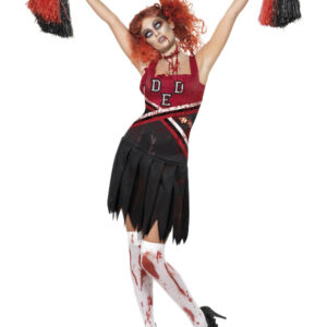 High School Horror Cheerleader Costume, Red & Blac