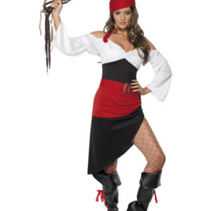 Sassy Pirate Wench Costume with Skirt, Black