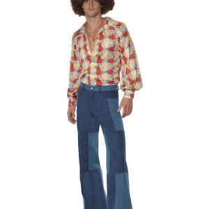 70s Deluxe Flared Trousers, Mens, Blue