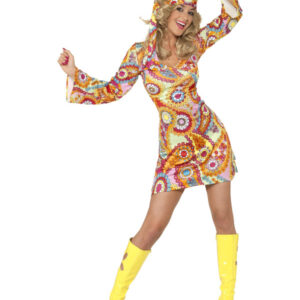 60s Hippy Costume, Multi-Coloured
