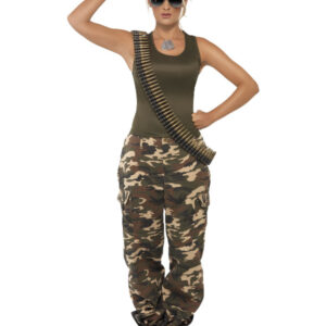 Deluxe Khaki Camo Costume, Female, Khaki Green