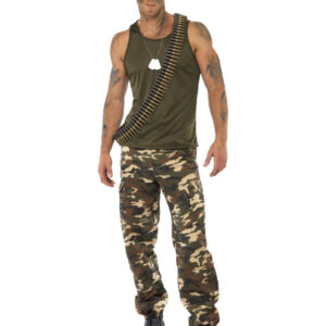 Deluxe Khaki Camo Costume, Male, Khaki Green