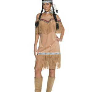 DeluxeNative American Inspired Lady Costume, Beige