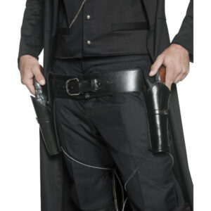 Authentic Western Belt & 2 Holsters, Black