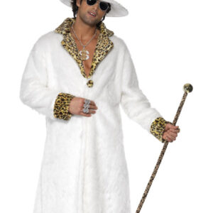 Pimp Costume, White and Leopard Skin, White
