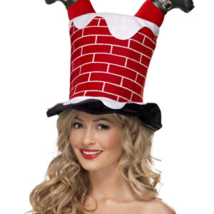 Santa Stuck in Chimney Hat, Red
