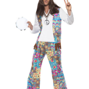 Groovy Hippie Costume, Multi-Coloured