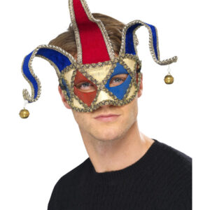 Venetian Musical Jester Eyemask, Red & Blue