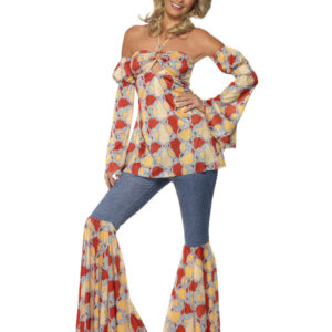 Vintage Hippy 70s Costume, Multi-Coloured
