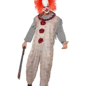 Vintage Clown Costume, Grey & Red