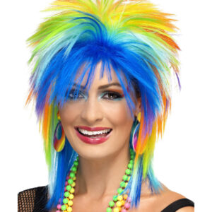 80s Rainbow Punk Wig, Multi-Coloured
