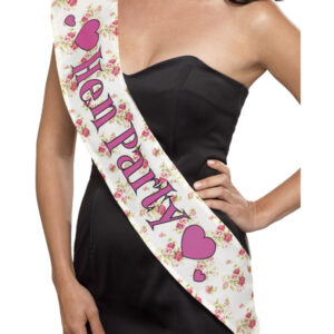 Deluxe Vintage Hen Party Sash, Pink