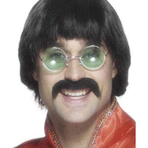 70s Mersey Wig & Tash, Black