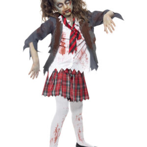 Zombie School Girl Costume, Grey