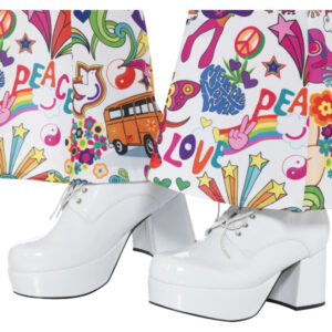 70s Mens Platform Shoes, White
