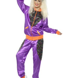 Retro Shell Suit Costume, Ladies, Purple