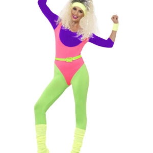 80s Work Out Costume, with Jumpsuit, Neon