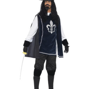 Musketeer Male Costume, with Top, Hat, Navy