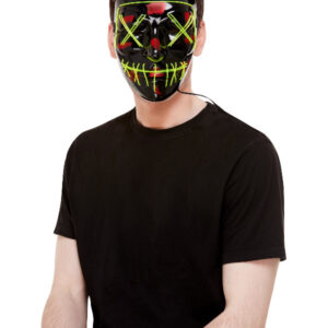 Stitch Face Mask, Green Neon Light Up, Black
