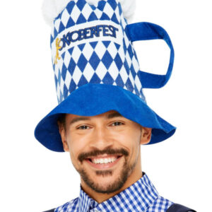 Beer Festival Beer Hat, Blue  & White Chequered
