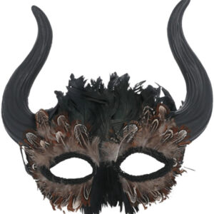 Feathered Venetian Horned Mask
