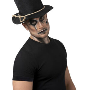 Burlap Scarecrow Top Hat, Black