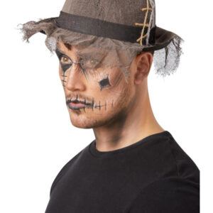 Gothic Distressed Linen Style Trilby Hat, Grey