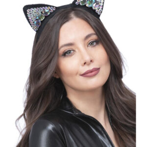 Jewelled Black Cat Ear Headband