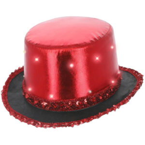 LED Light Up Metallic Top Hat, Red