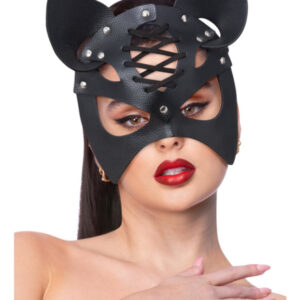 Fever Black Mock Leather Cat Mask