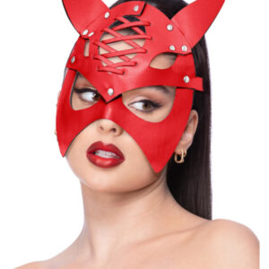 Fever Red Mock Leather Devil Mask