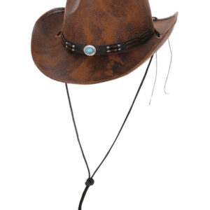Tan Leather Look Western Cowboy Hat