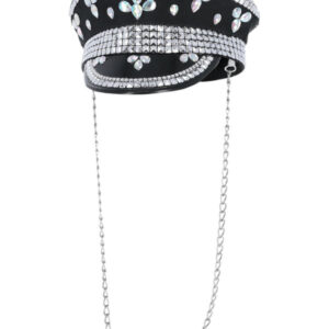 Fever Deluxe Sequin Studded Captains Hat, Black