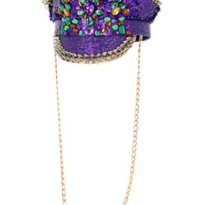 Fever Deluxe Sequin Studded Captains Hat, Purple