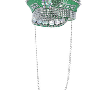 Fever Deluxe Sequin Studded Captains Hat, Green